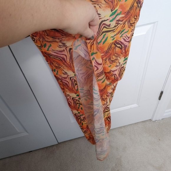 Zebra orange print mesh swim cover up - Picture 4 of 7